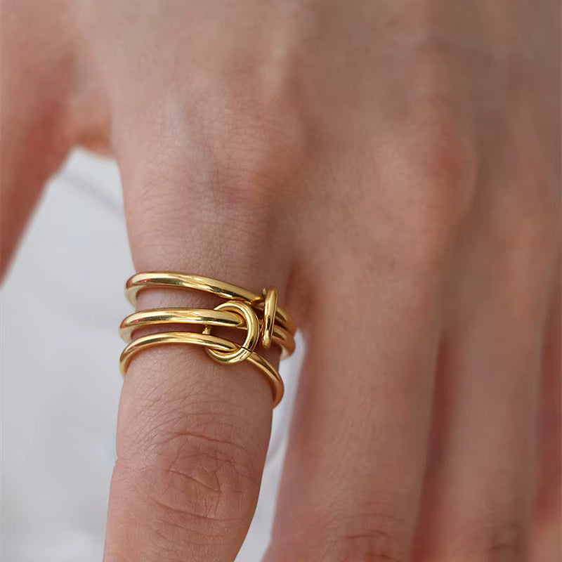 Aurora Gold™ – Luxury Multi-Layer Stainless Steel Ring