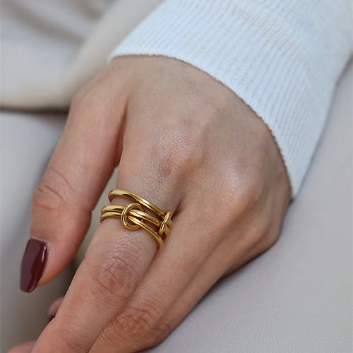 Aurora Gold™ – Luxury Multi-Layer Stainless Steel Ring