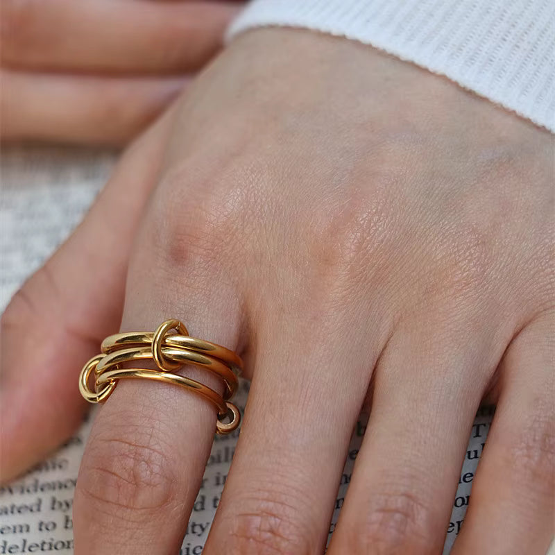 Aurora Gold™ – Luxury Multi-Layer Stainless Steel Ring