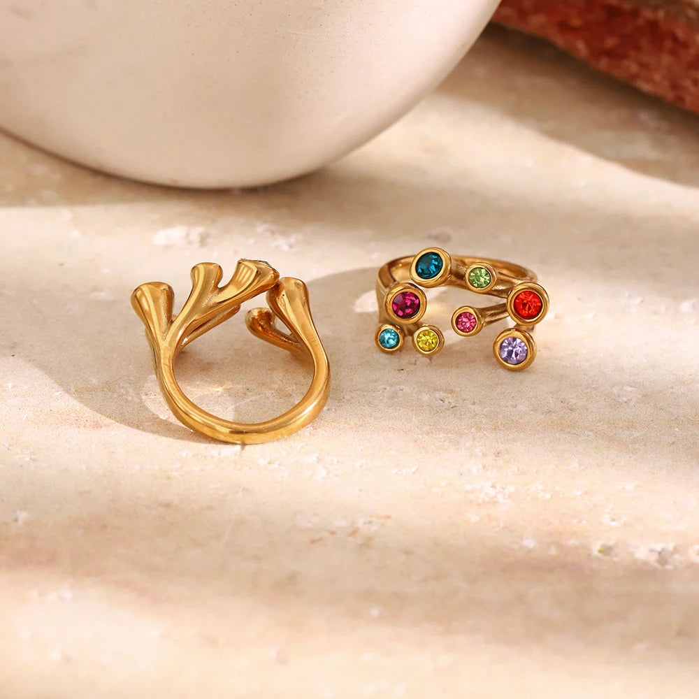 18K Gold Twisted Rhinestone Ring