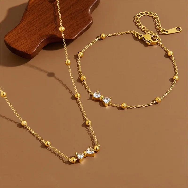 Elegant Zirconia Necklace & Bracelet Set