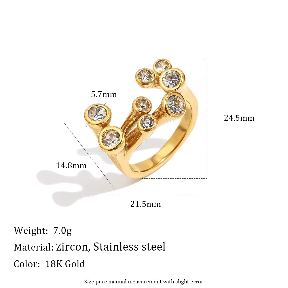 18K Gold Twisted Rhinestone Ring