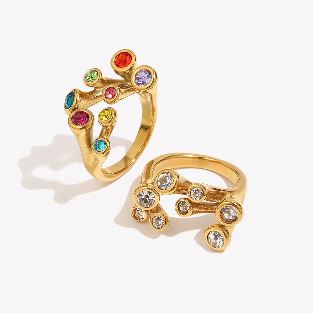 18K Gold Twisted Rhinestone Ring