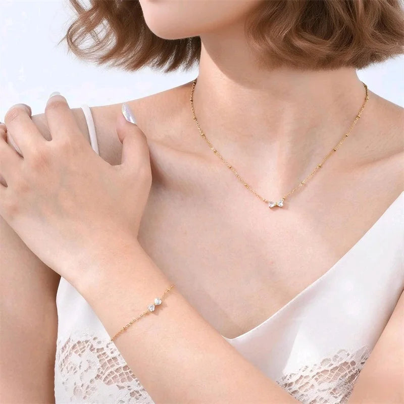 Elegant Zirconia Necklace & Bracelet Set