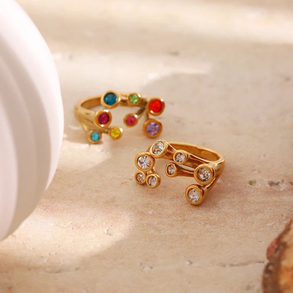 18K Gold Twisted Rhinestone Ring
