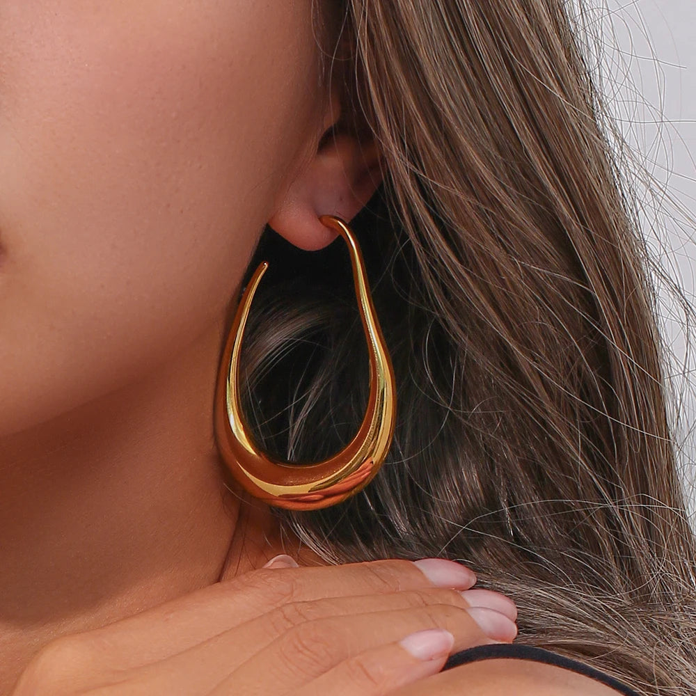 Sculptural U Hoop Earrings